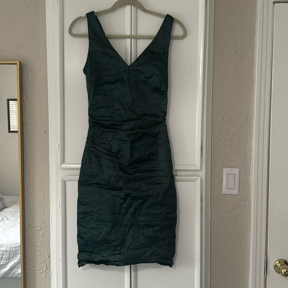 Nicole Miller Ruched Green Dress, size 8